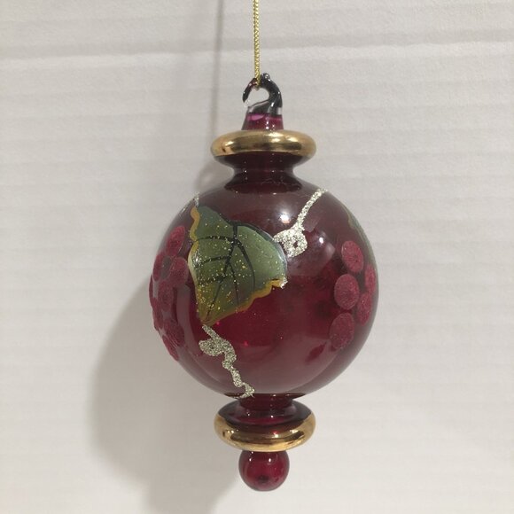 Vintage Blown Glass Christmas Ornament Wine Grape Theme - Picture 4 of 8